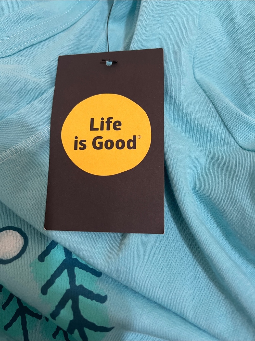 Life Is Good Turquoise V-Neck Long Sleeve Tee with Tree Graphic - Picture 5 of 7